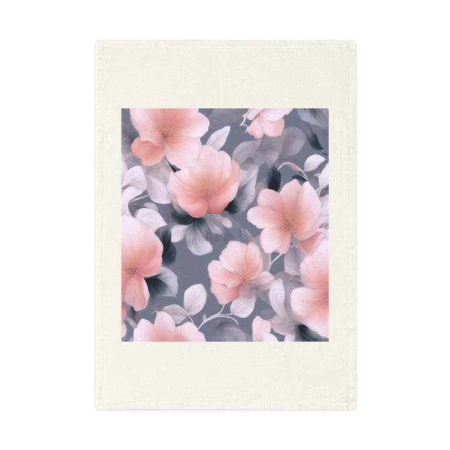 Peach and Blue Gray Floral Bunch Cotton Tea Towel 19.6" x 27.5"