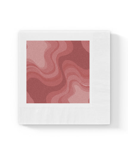Power Red Wavey White Coined Napkins, 6.5" x 6.5"