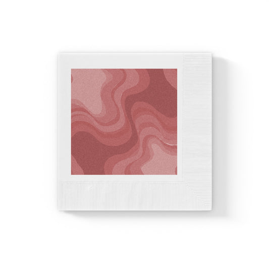 Power Red Wavey White Coined Napkins, 6.5" x 6.5"