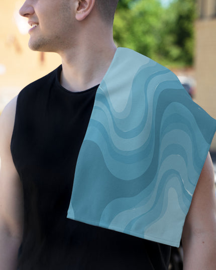 Sky Blue Wavey Rally Towel, 11" x 18"