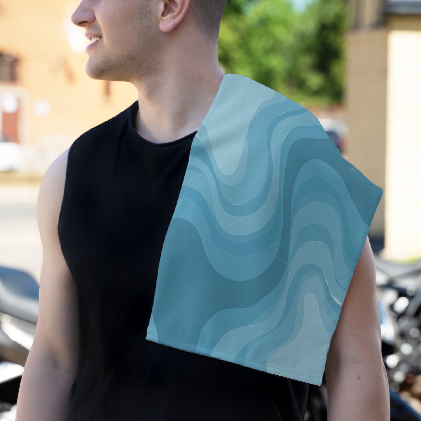 Sky Blue Wavey Rally Towel, 11" x 18"