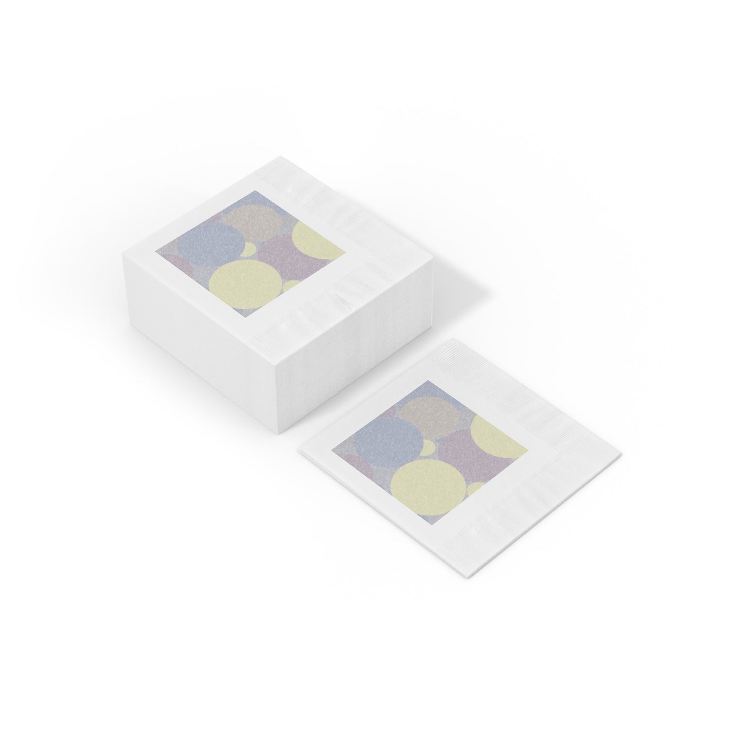 Pastel Soft Blue and Soft White Patches White Coined Napkins, 4.8" x 4.8"