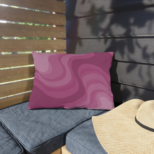 Pinky Mauve Wavey 20" x 14" Outdoor Pillow