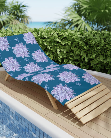 Lavender Floral Butterflies Beach Towel, 30" x 60"