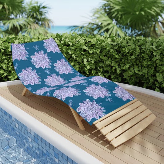 Lavender Floral Butterflies Beach Towel, 30" x 60"