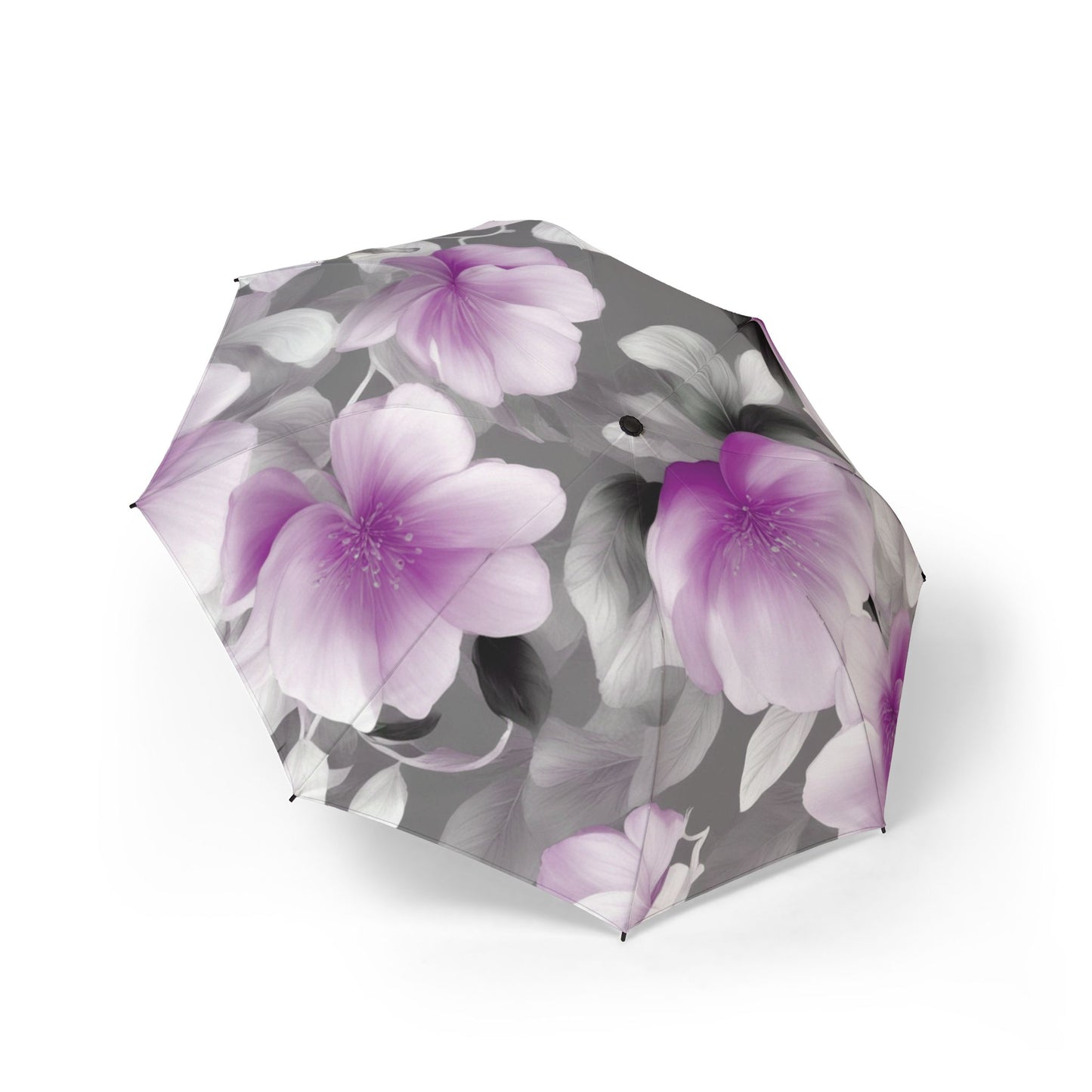 Purple Blossom Floral Bunch Foldable Umbrella - Compact & Chic
