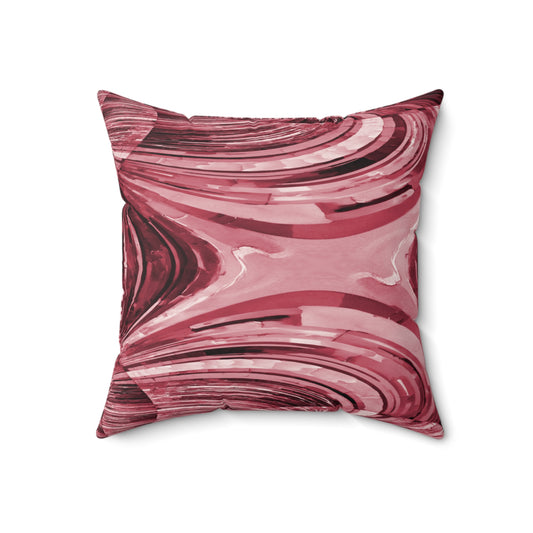 Uzi Spiral Ruby Faux Suede Square Pillow, 18" x 18"