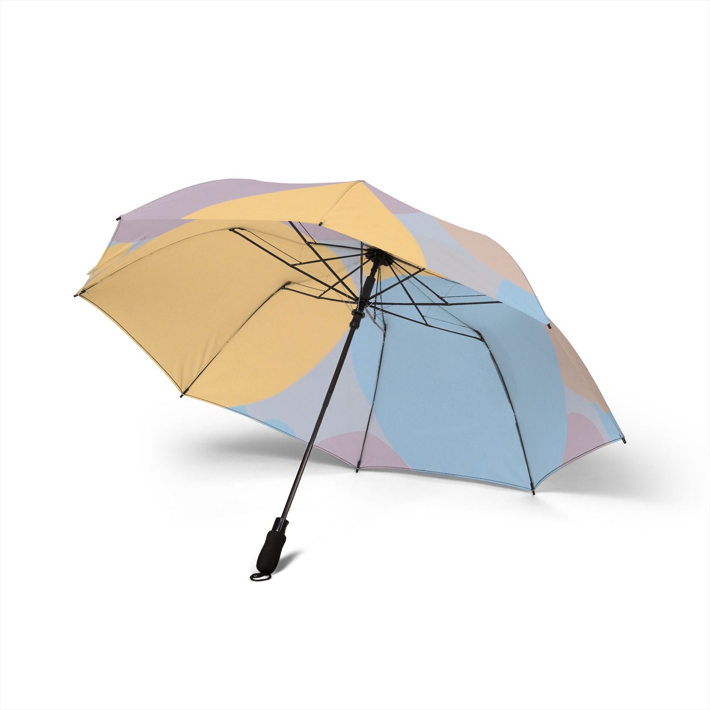 Pastel Baby Blue and Peach Patches Foldable Umbrella - Compact & Chic
