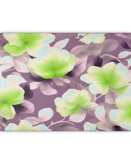 Lime Lavender Floral Bunch Glass Cutting Board, 11" x 15"