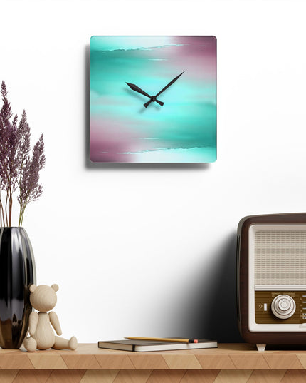 Green Sea Lavender Fog Acrylic Wall Clock, Round or Square, 10.75" x 10.75"