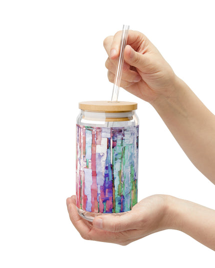 Striped Pastels Sipper Glass, 16oz