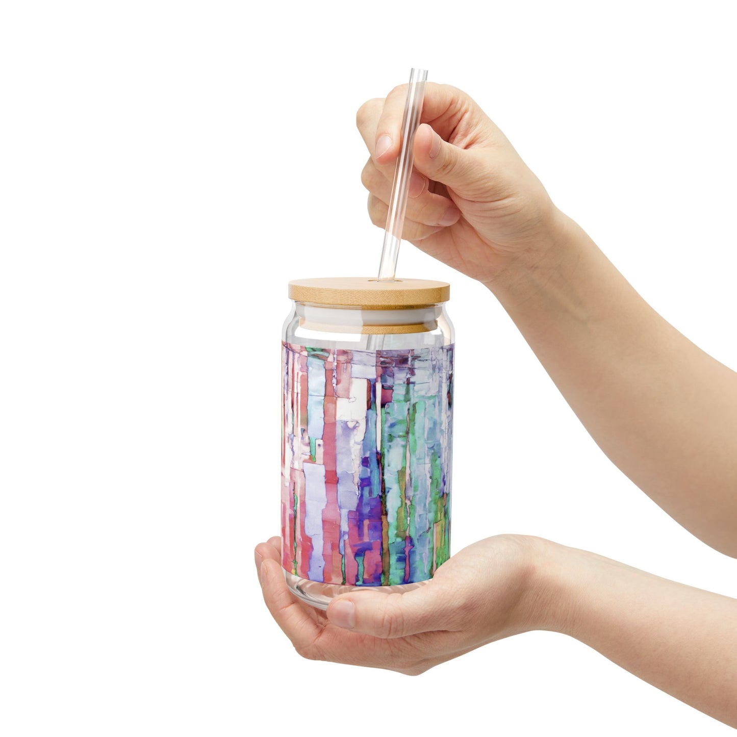 Striped Pastels Sipper Glass, 16oz