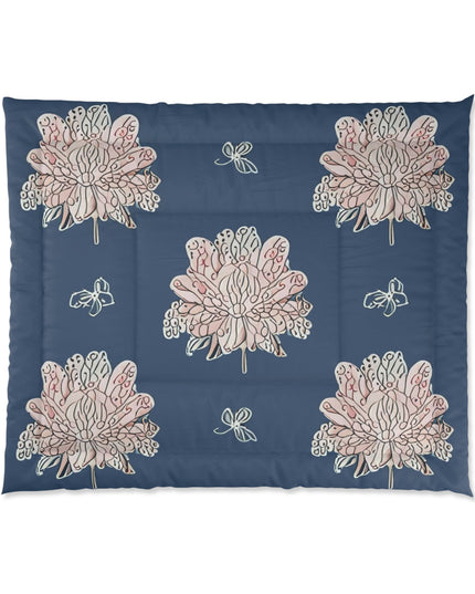 Rose White Floral Butterflies 104" × 88" Comforter