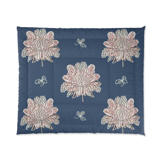 Rose White Floral Butterflies 104" × 88" Comforter