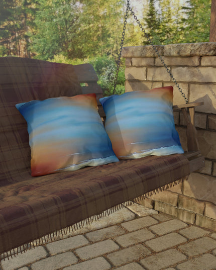 Blue Sea Red Orange Fog 18" x 18" Outdoor Pillows