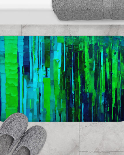 Striped Blue Green 34" x 21" Bath Mat
