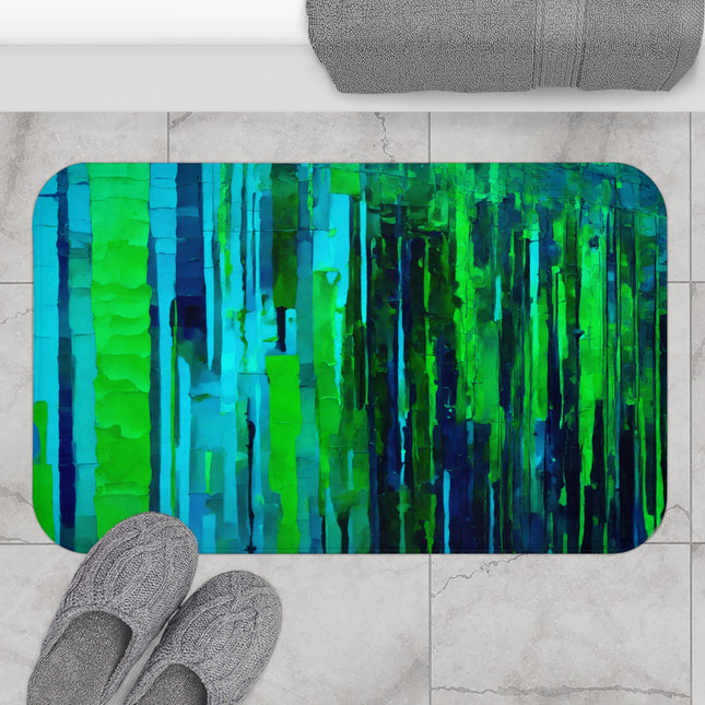 Striped Blue Green 34" x 21" Bath Mat