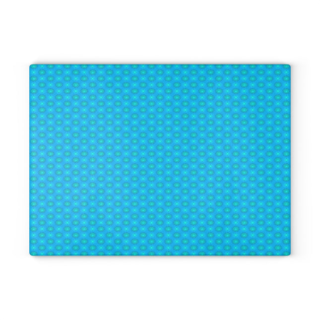 Light Blue Star-crossed Bodies Glass Cutting Board, 11" x 15"