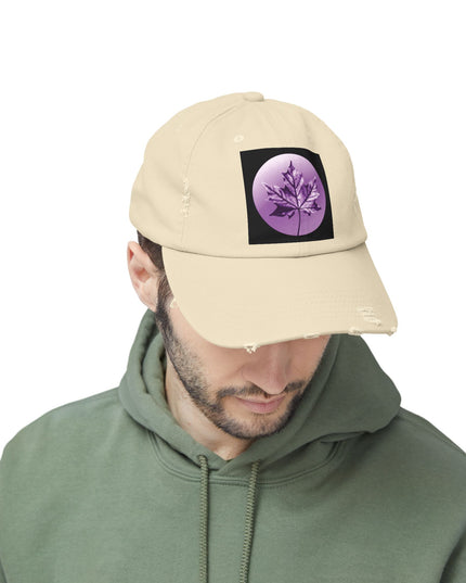 Purple Maple Leaf Unisex Distressed Cap