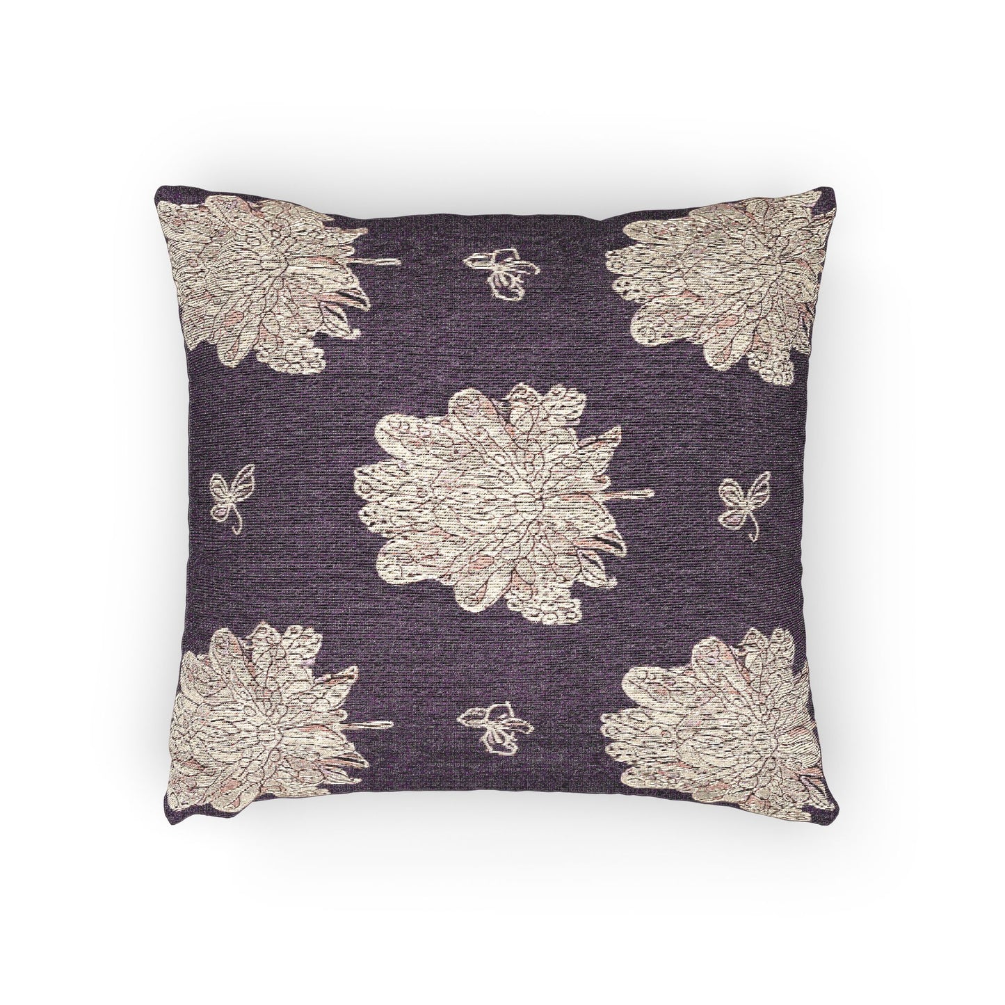 Pink Floral Butterflies Woven Pillow, 17" x 18"