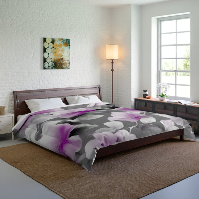Purple Blossom Floral Bunch Comforter, 104" × 88"