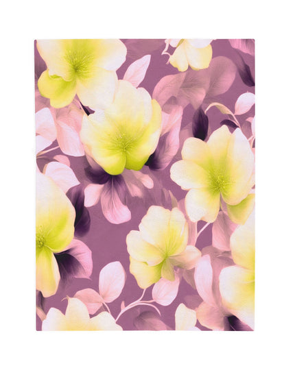 Lemon Blossom Floral Bunch Velveteen Plush Blanket, 30" x 40"