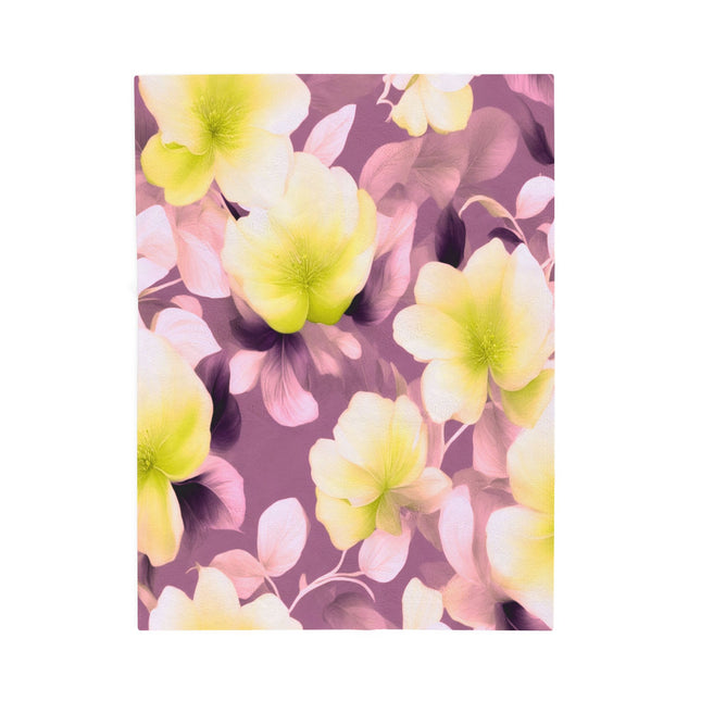Lemon Blossom Floral Bunch Velveteen Plush Blanket, 30" x 40"
