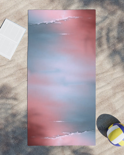 Gray Sea Pink Fog Beach Towel, 30" x 60"
