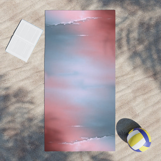 Gray Sea Pink Fog Beach Towel, 30" x 60"