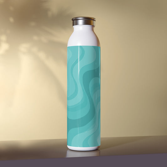 Tif Green Wavey Slim Water Bottle, 20 oz White