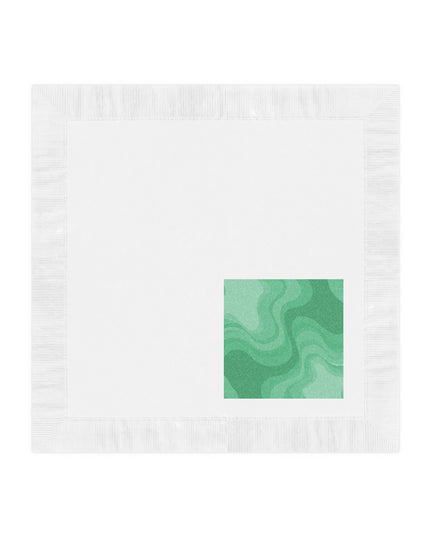 Mint Green Wavey White Coined Napkins, 4.8" x 4.8"