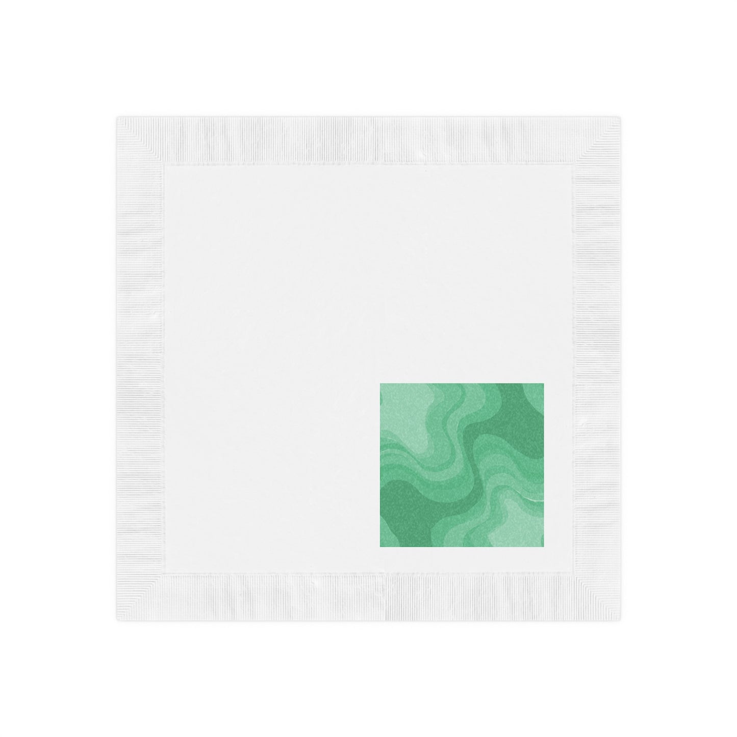 Mint Green Wavey White Coined Napkins, 4.8" x 4.8"