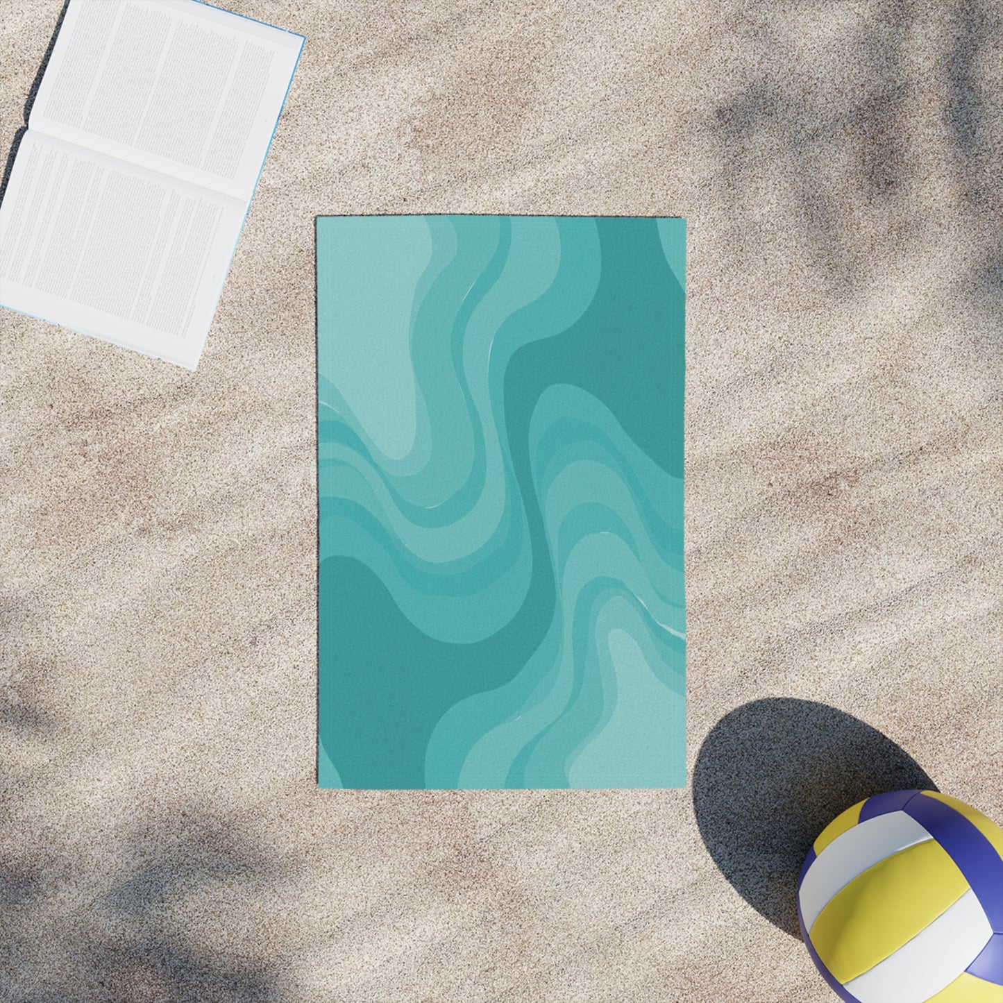 Tif Green Wavey Beach Towel, 18" x 27"