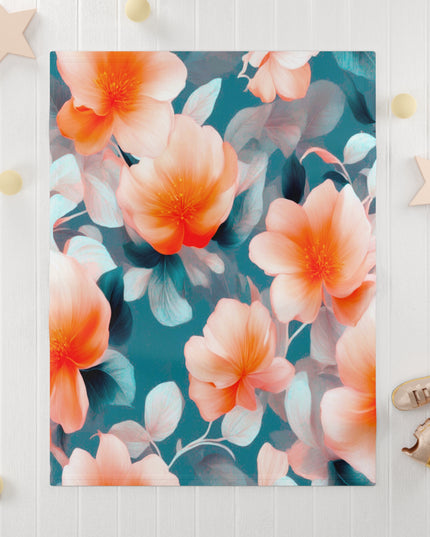 Orange Blossom Floral Bunch Soft Fleece Baby Blanket, 30" x 40"