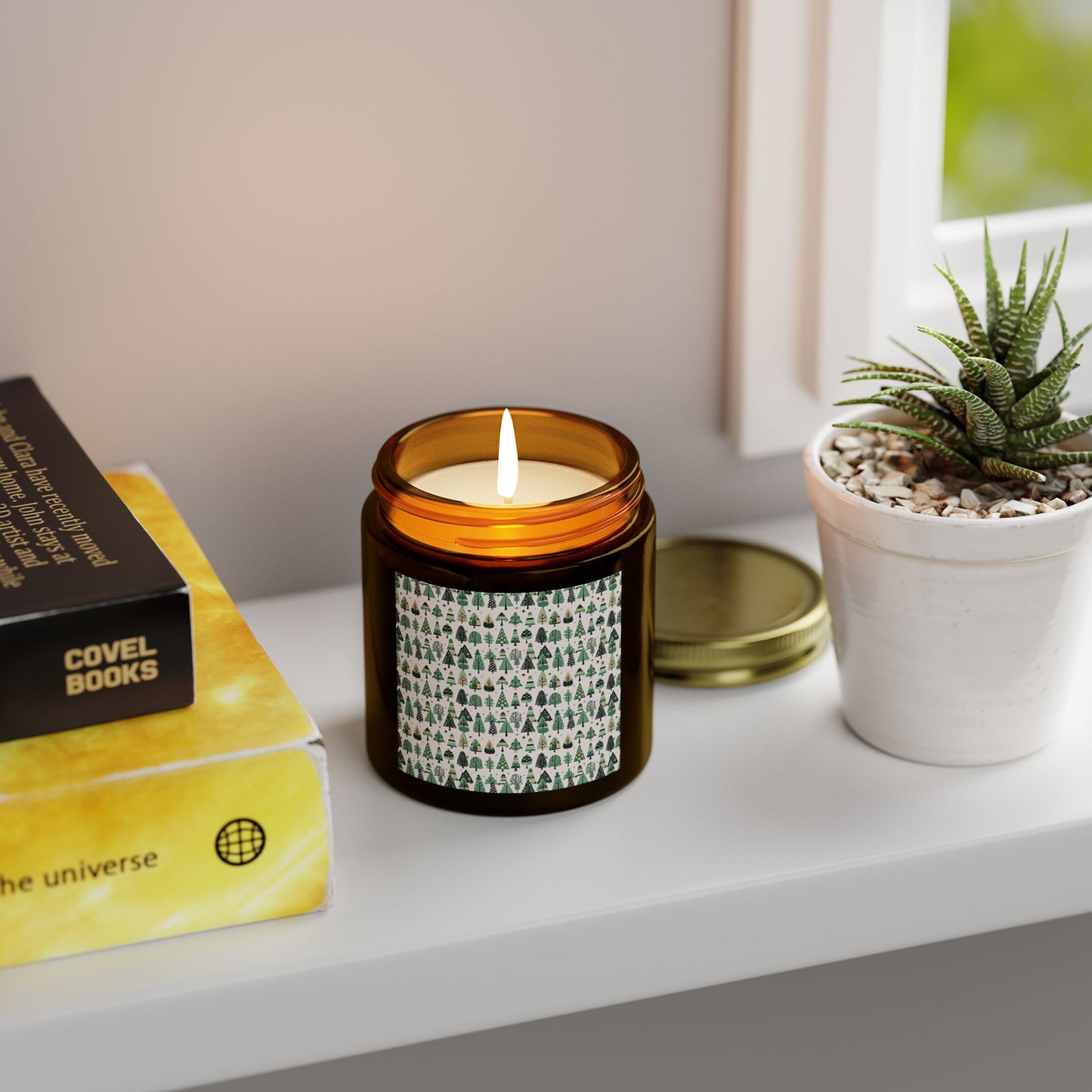 Mini Vintage Green Trees Scented Candles, Coconut Apricot Wax (4oz)