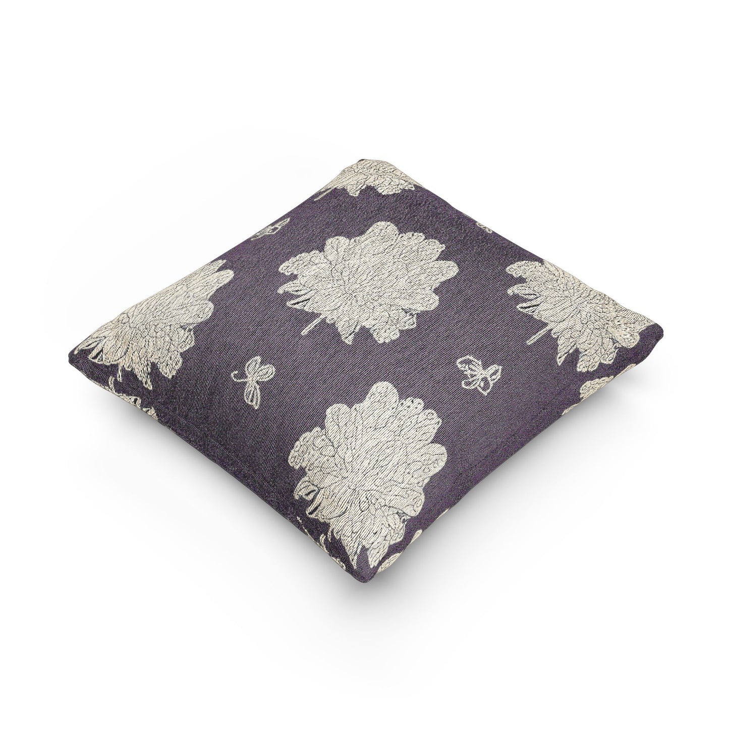 White Floral Butterflies Woven Pillow, 17" x 18"