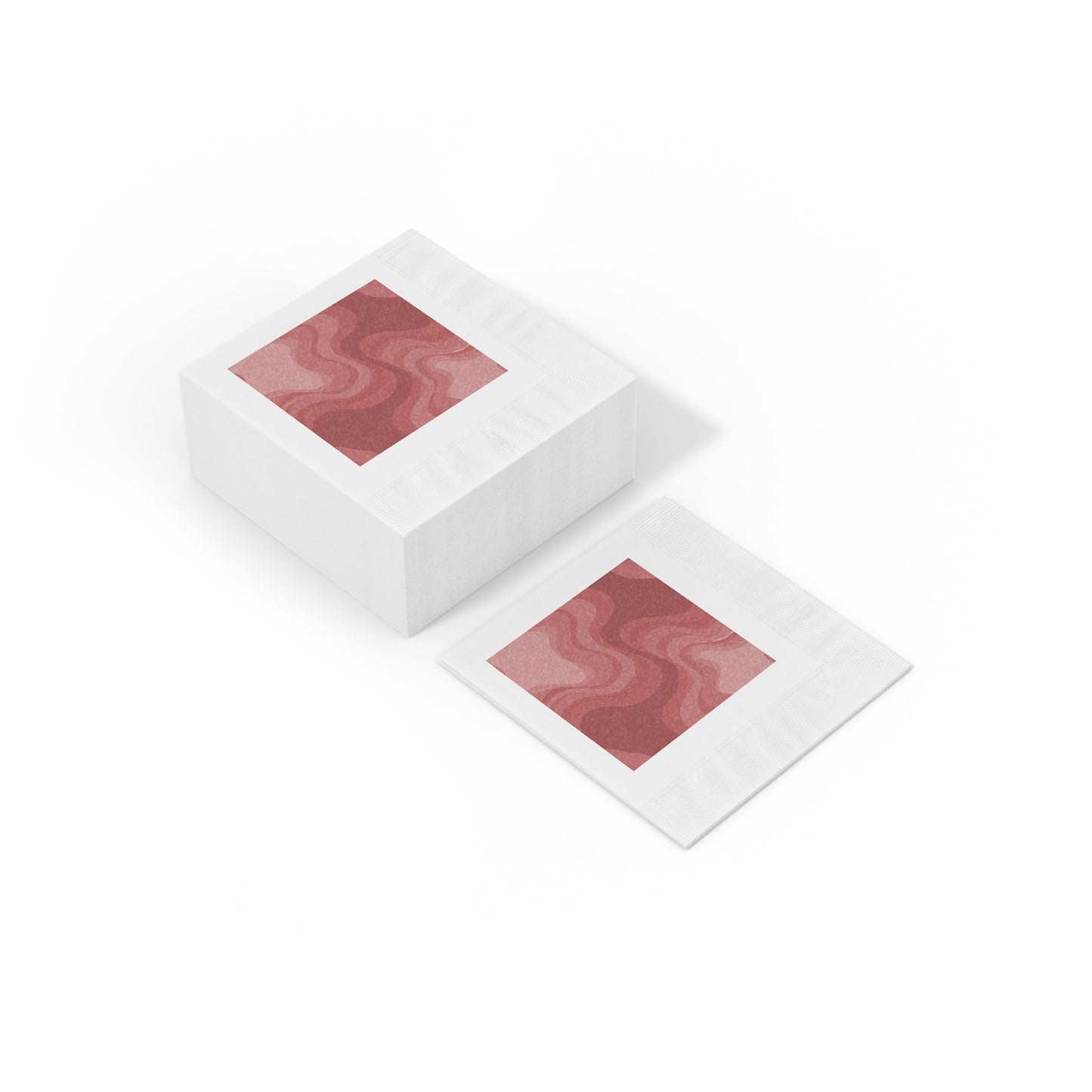 Power Red Wavey White Coined Napkins, 4.8" x 4.8"