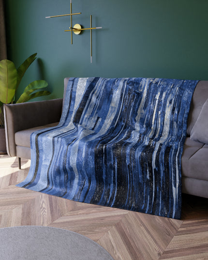Striped Deep Blue 50" x 60" Crushed Velvet Blanket