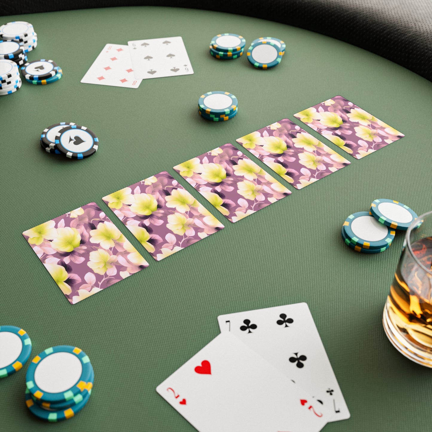 Lemon Blossom Floral Bunch Poker Cards