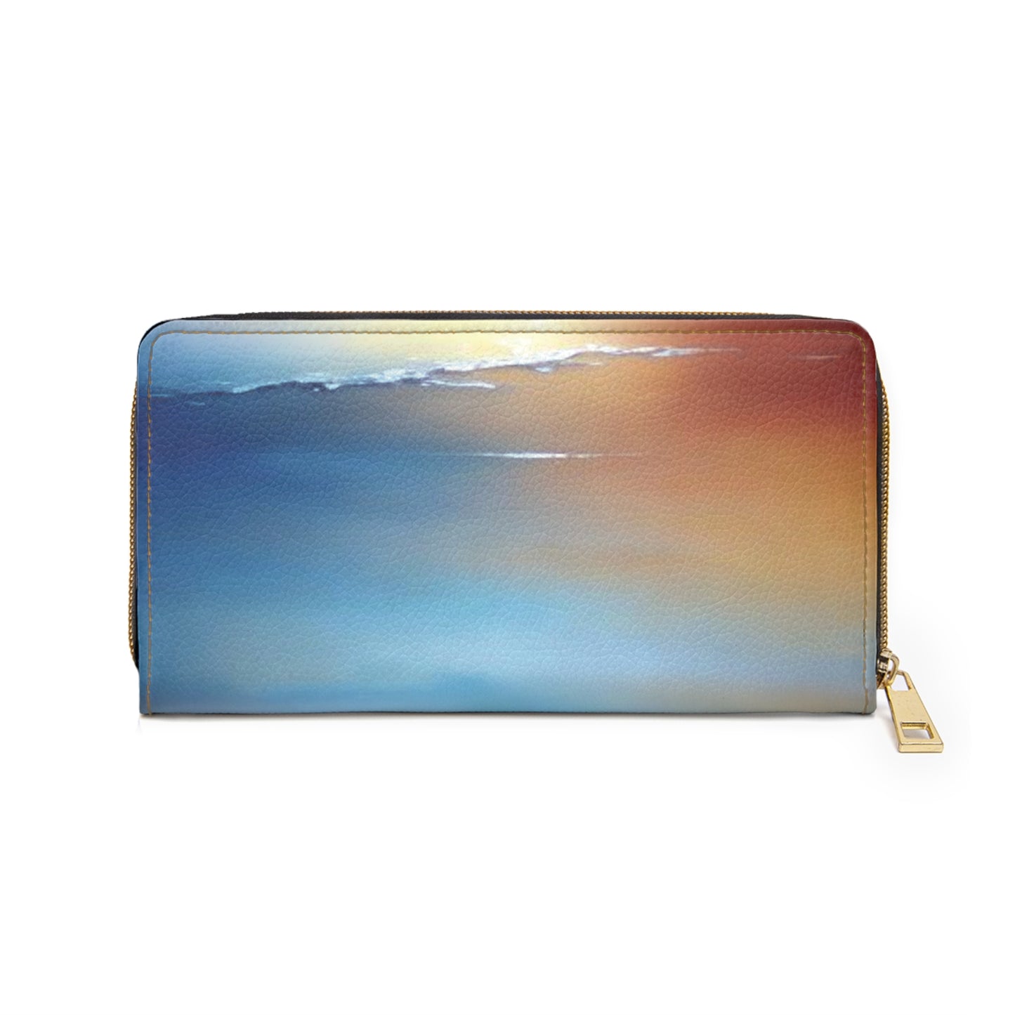 Blue Sea Red Orange Fog Elegant Abstract Zipper Wallet - Stylish & Functional Accessory for Everyday Use