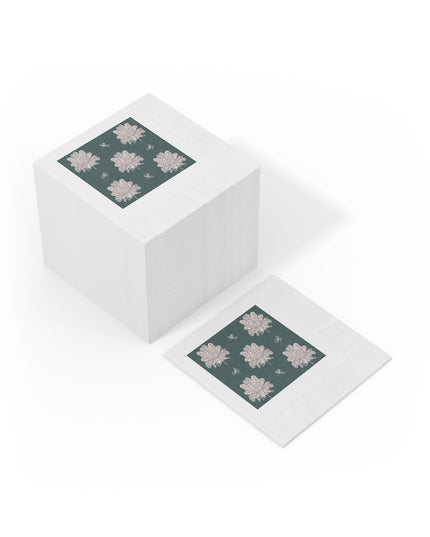 Soft White Floral Butterflies White Coined Napkins, 4.8" x 4.8"