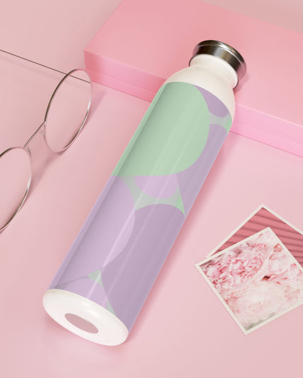 Pastel Lavender Purple and Soft Green Patches Slim Water Bottle, 20 oz White
