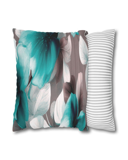Tif Green Gray Floral Bunch Spun Polyester Square Pillowcase, 14" x 14"