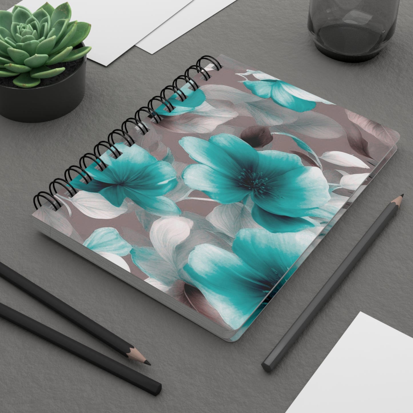 Tif Green Gray Floral Bunch Bound Journal, 5" x 7" 150 pages