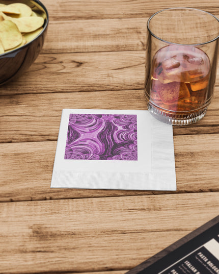 Uzi Spiral Powder Lavender Pastel White Coined Napkins, 4.8" x 4.8"