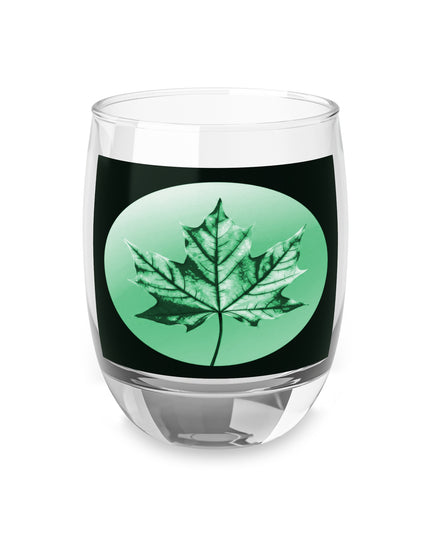Mint Green Maple Leaf Whiskey Glass, 6 oz