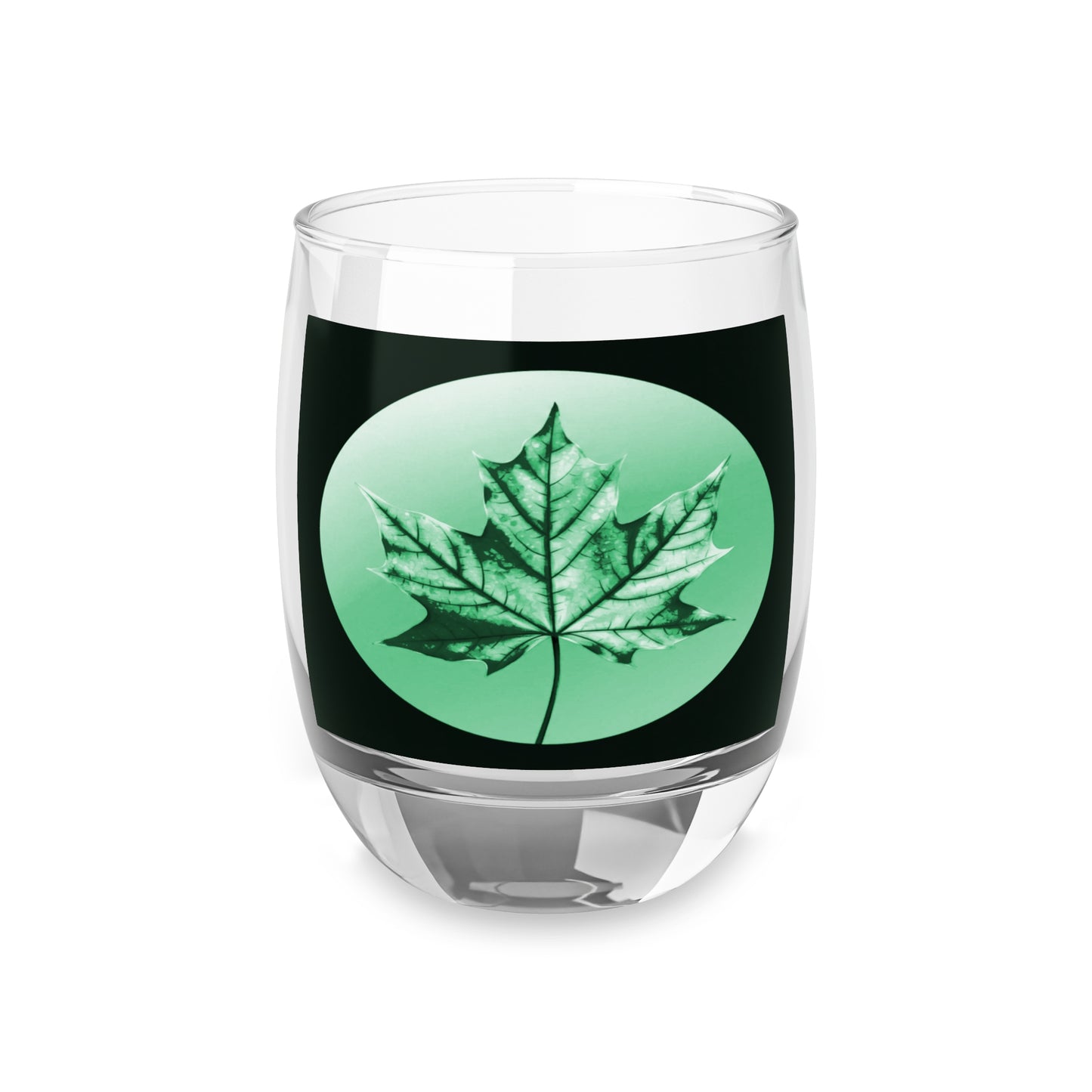 Mint Green Maple Leaf Whiskey Glass, 6 oz