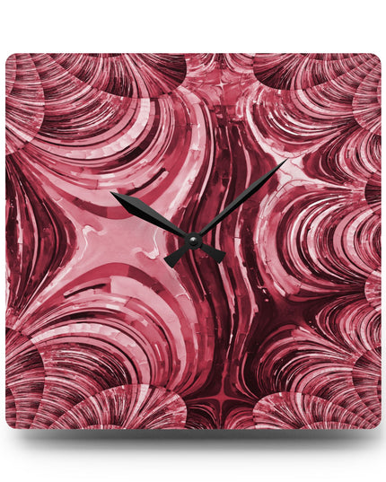 Uzi Spiral Ruby Acrylic Wall Clock, Round or Square, 10.75" x 10.75"