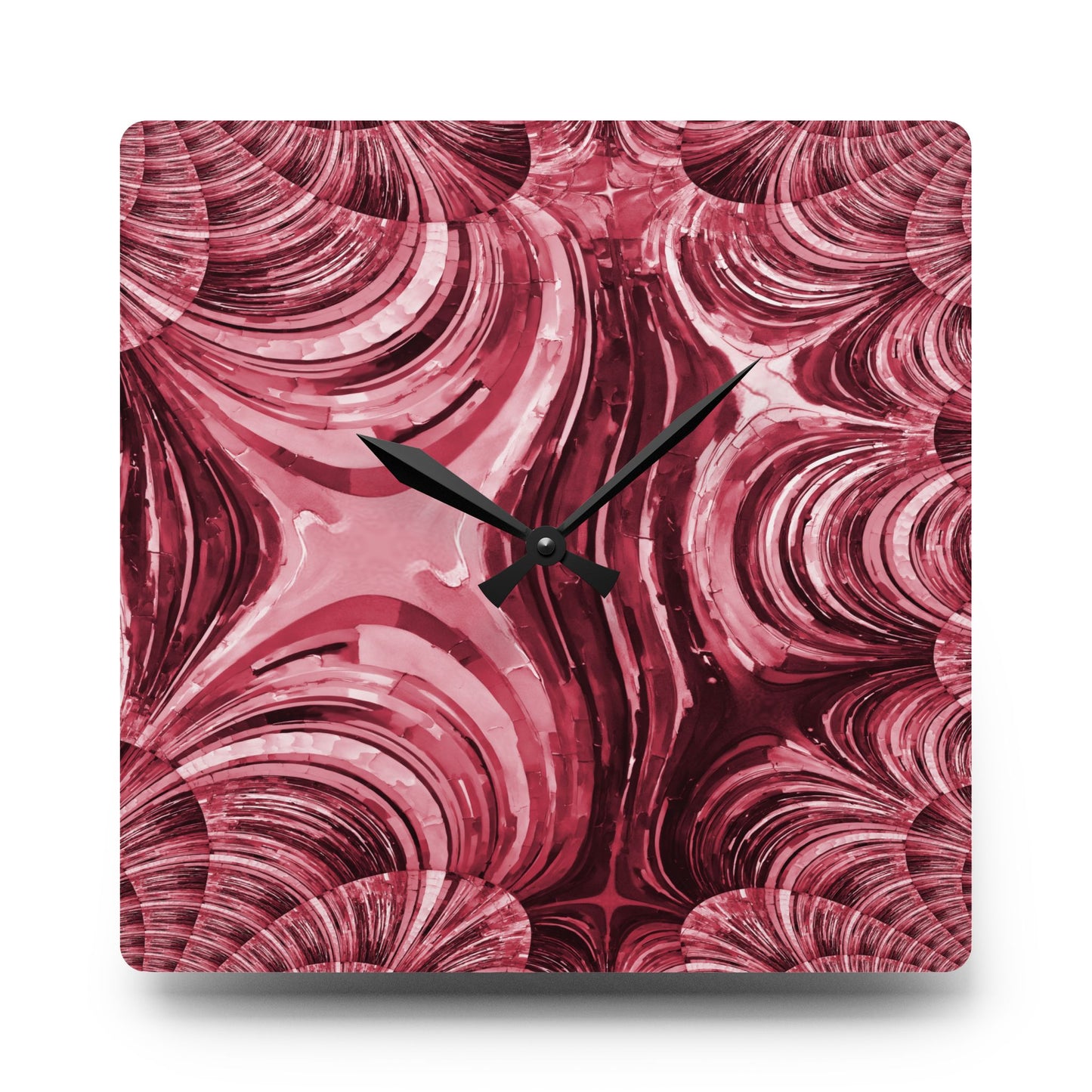 Uzi Spiral Ruby Acrylic Wall Clock, Round or Square, 10.75" x 10.75"