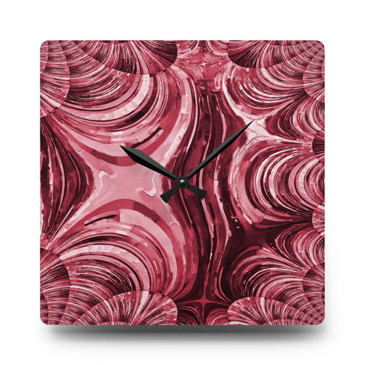 Uzi Spiral Ruby Acrylic Wall Clock, Round or Square, 10.75" x 10.75"